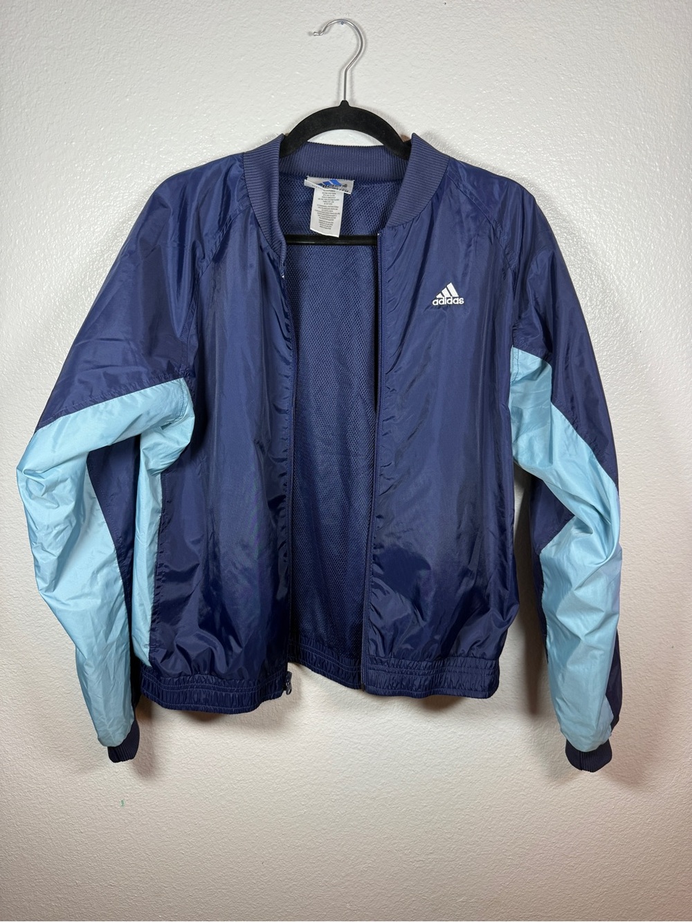 Vintage Adidas Windbreaker Track Jacket Blue Light Blue Colorblock Mens Medium M